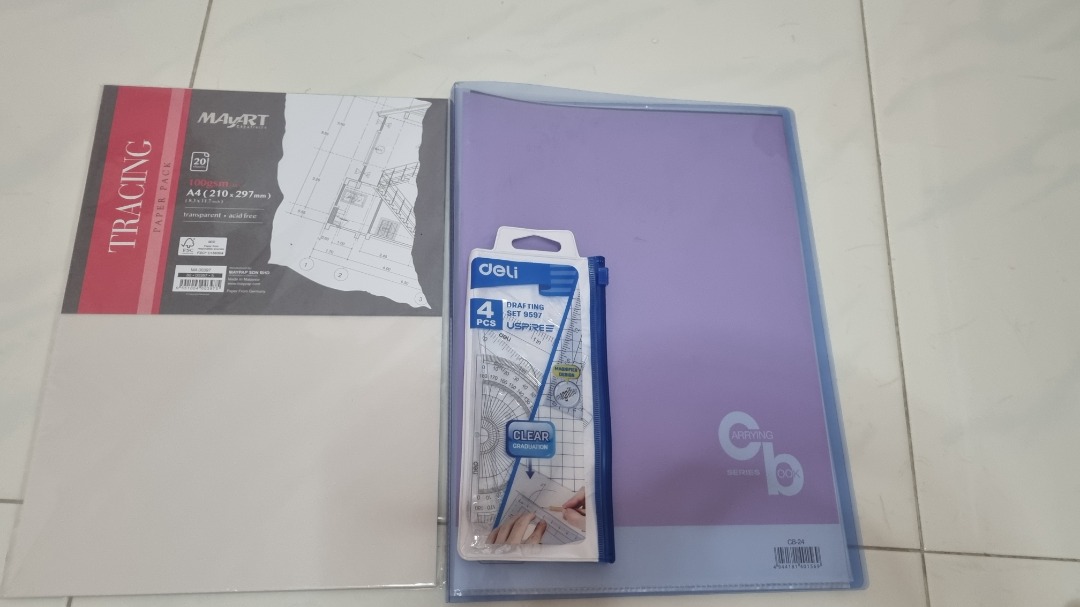 clear file, tracing paper, geometry set, Hobbies & Toys, Stationery ...