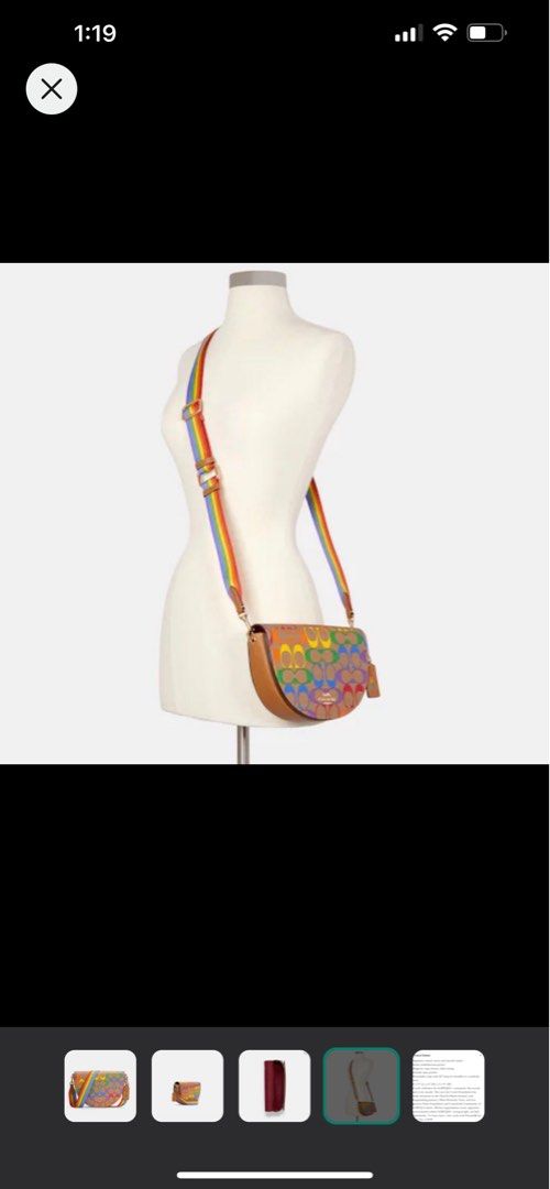 Coach Ellen Crossbody in Rainbow Signature Canvas, Women's Fashion