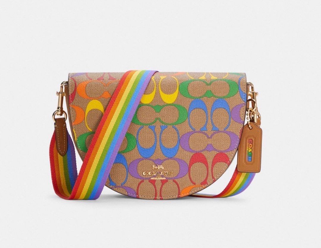 Coach Ellen Crossbody in Rainbow Signature Canvas, Women's Fashion