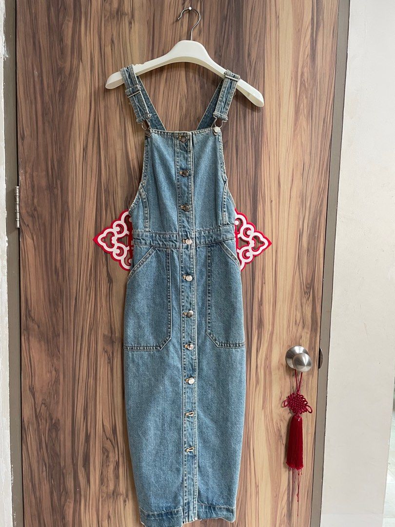 Denim dungaree outlet dress h&m