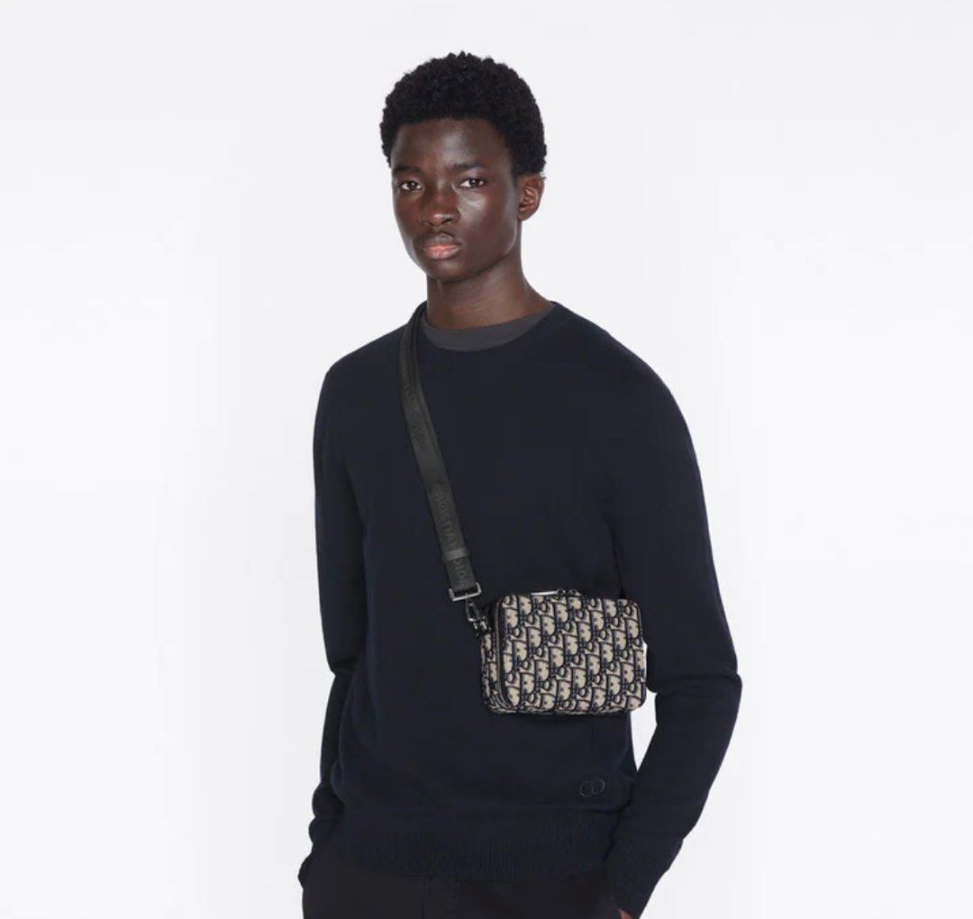Dior Lingot 50 Bag Beige and Black Dior Oblique Jacquard