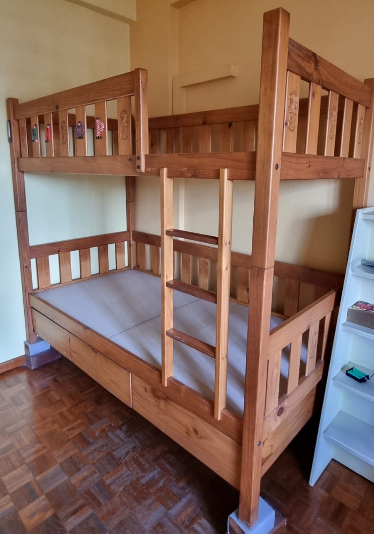 Double decker bed with solid wood, Furniture & Home Living, Furniture