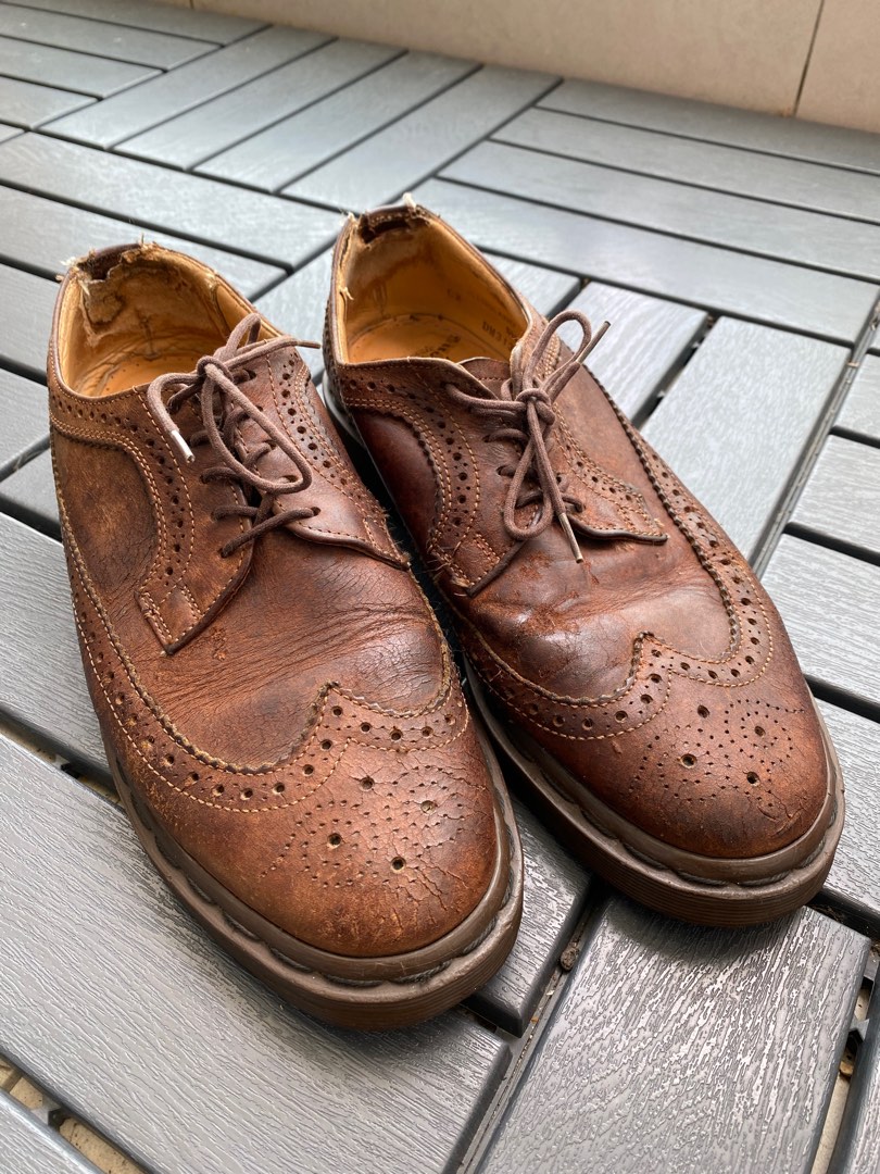 Dr. Martens Wingtip Leather Brogue Brown Shoes Made In England Men s Fashion Footwear Dress shoes on Carousell