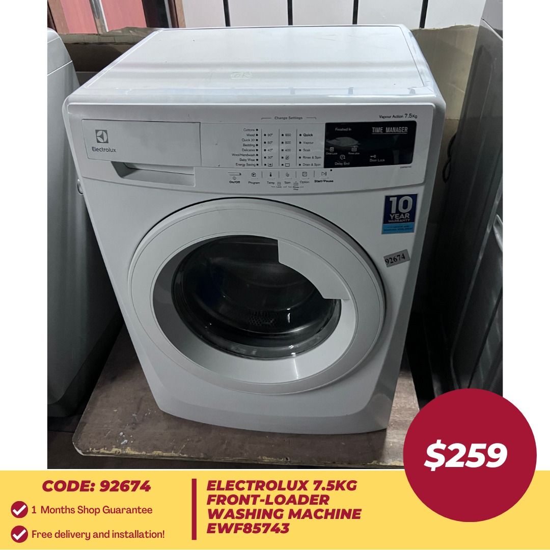 ELECTROLUX 7.5KG FrontLoader Washing Machine EWF85743 (92674), TV