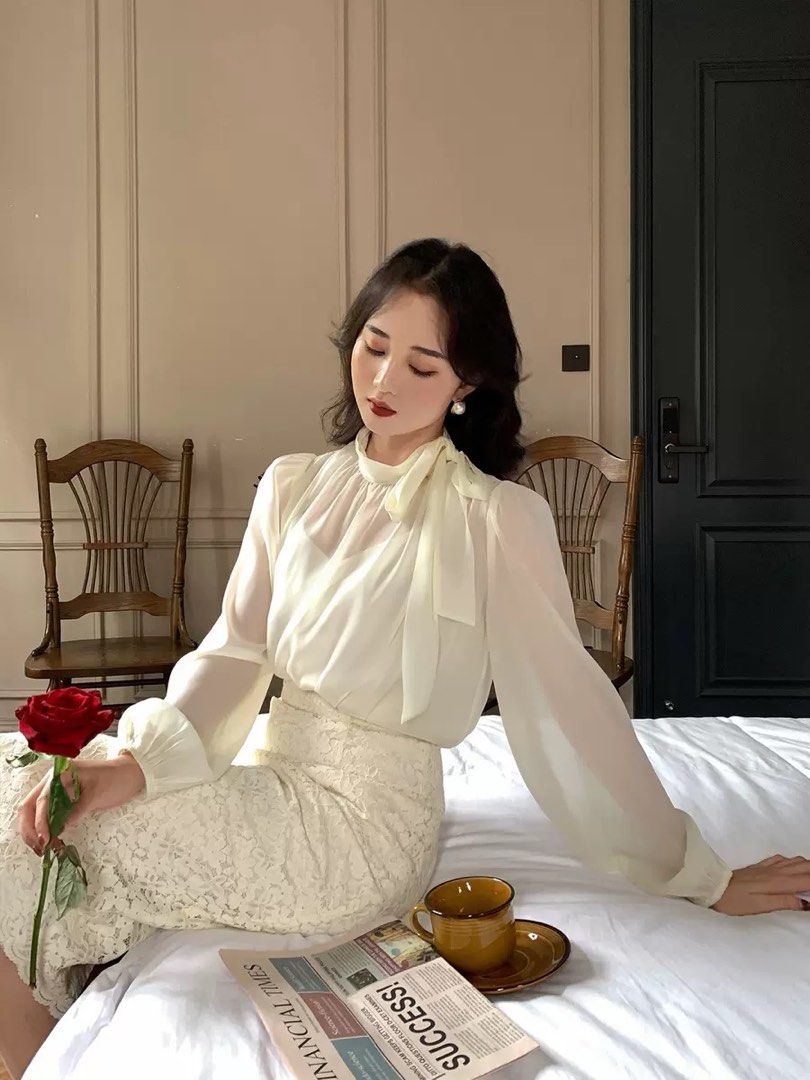 Elegant white blouse best sale