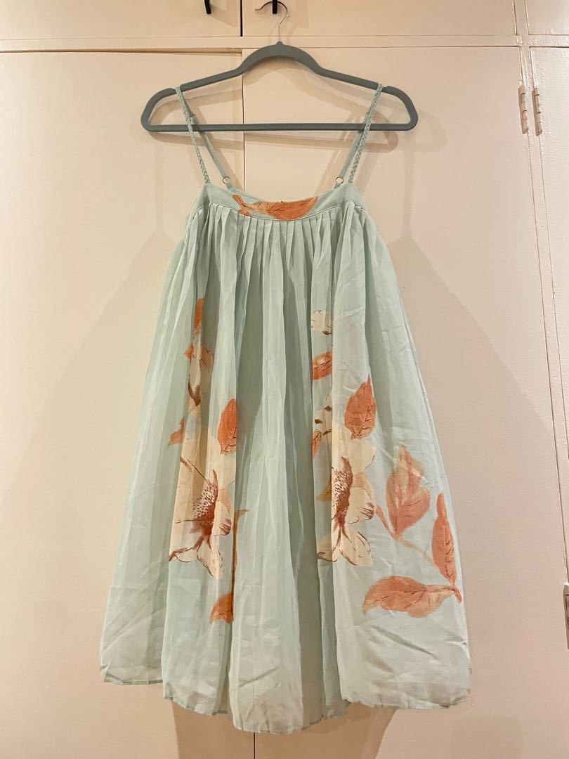 Forever21 Chiffon Pleated Dress in Teal Green Color Women s