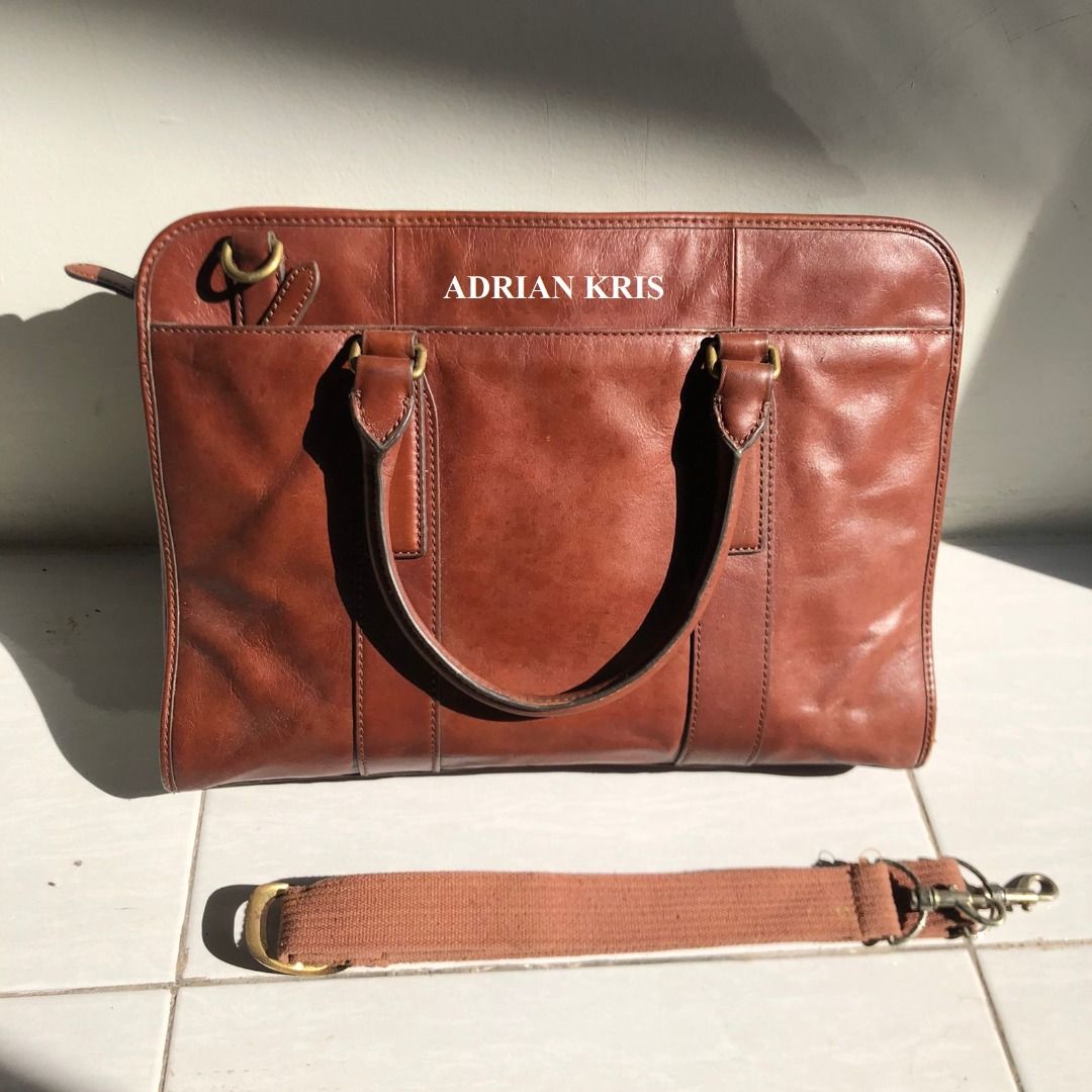 Fossil leather work best sale bag