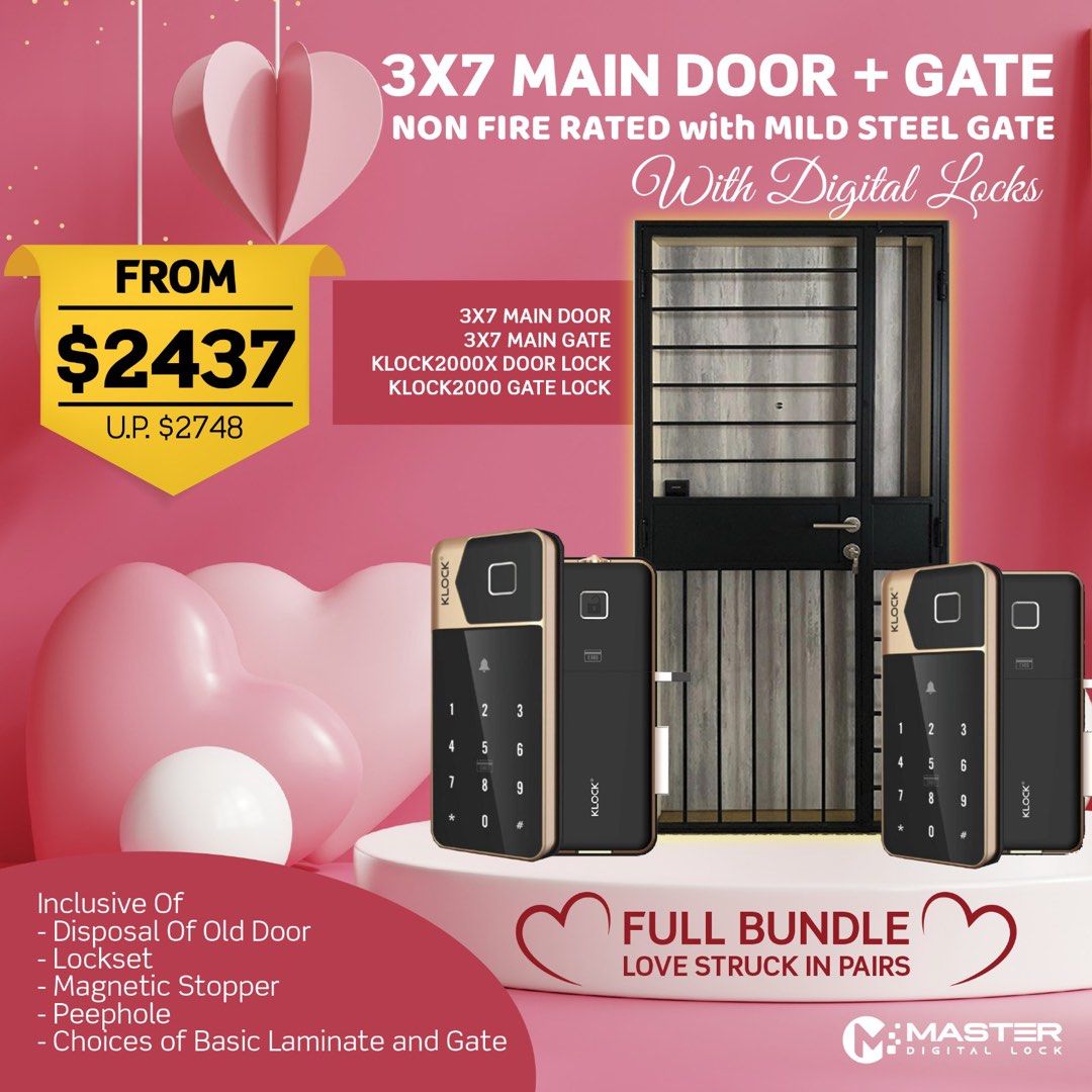 HDB MAIN GATE AND DOOR WITH DIGITAL LOCK BUNDLE AS OPTION. Full range