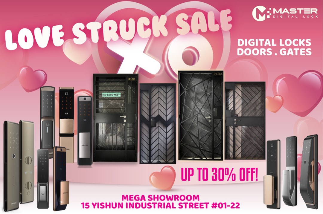 HDB MAIN GATE AND DOOR WITH DIGITAL LOCK BUNDLE AS OPTION. Full range of KLOCK, Samsung, Lenovo