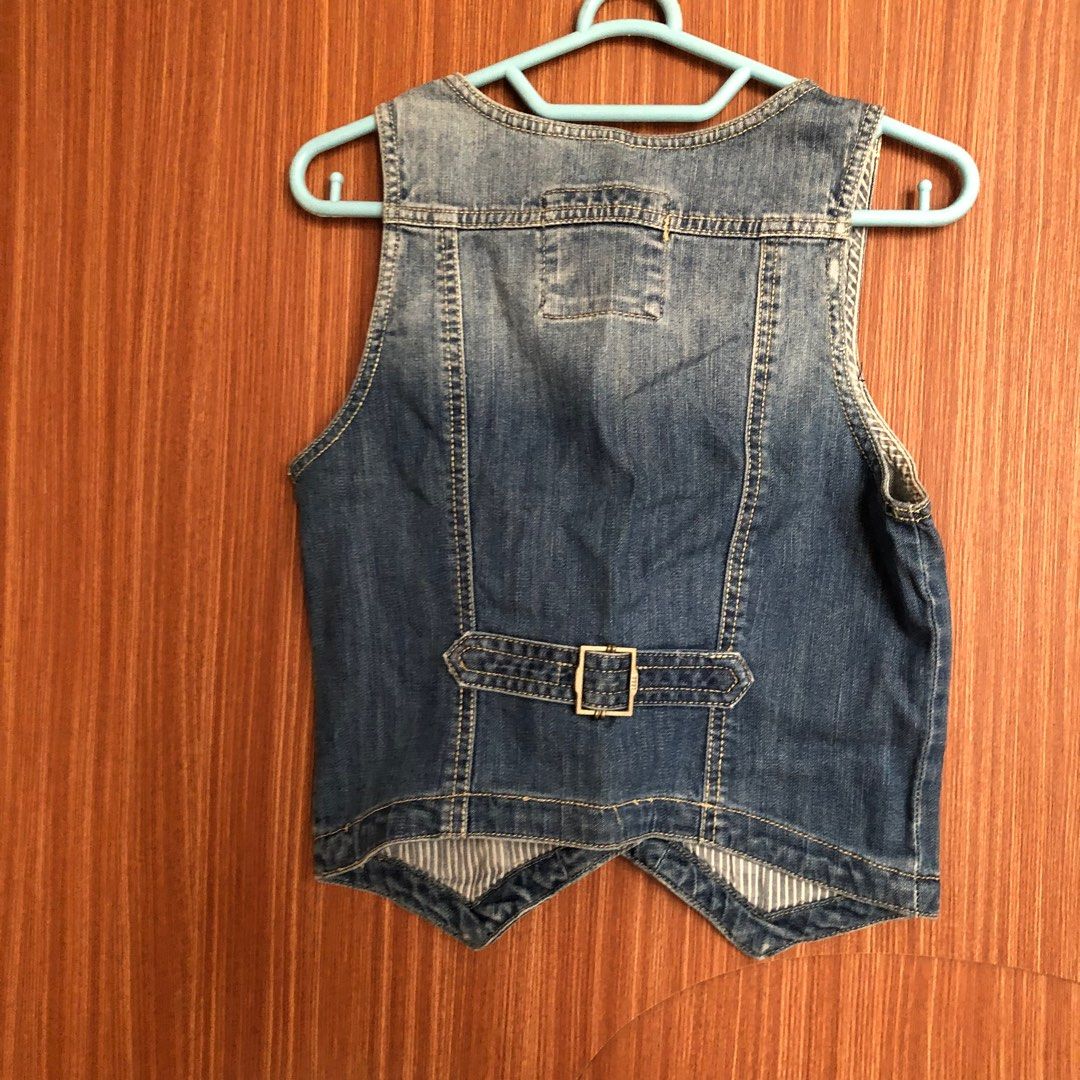 H M Denim Vest Fesyen Wanita Pakaian Wanita Baju Luaran di