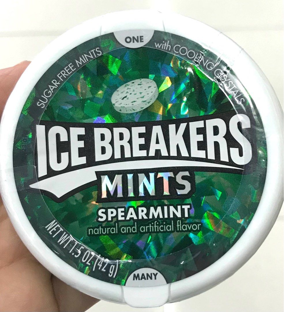 Instant Mints Ice Breakers Mints Spearmint 42g Sugar Free Mints with Cooling Crystals ...