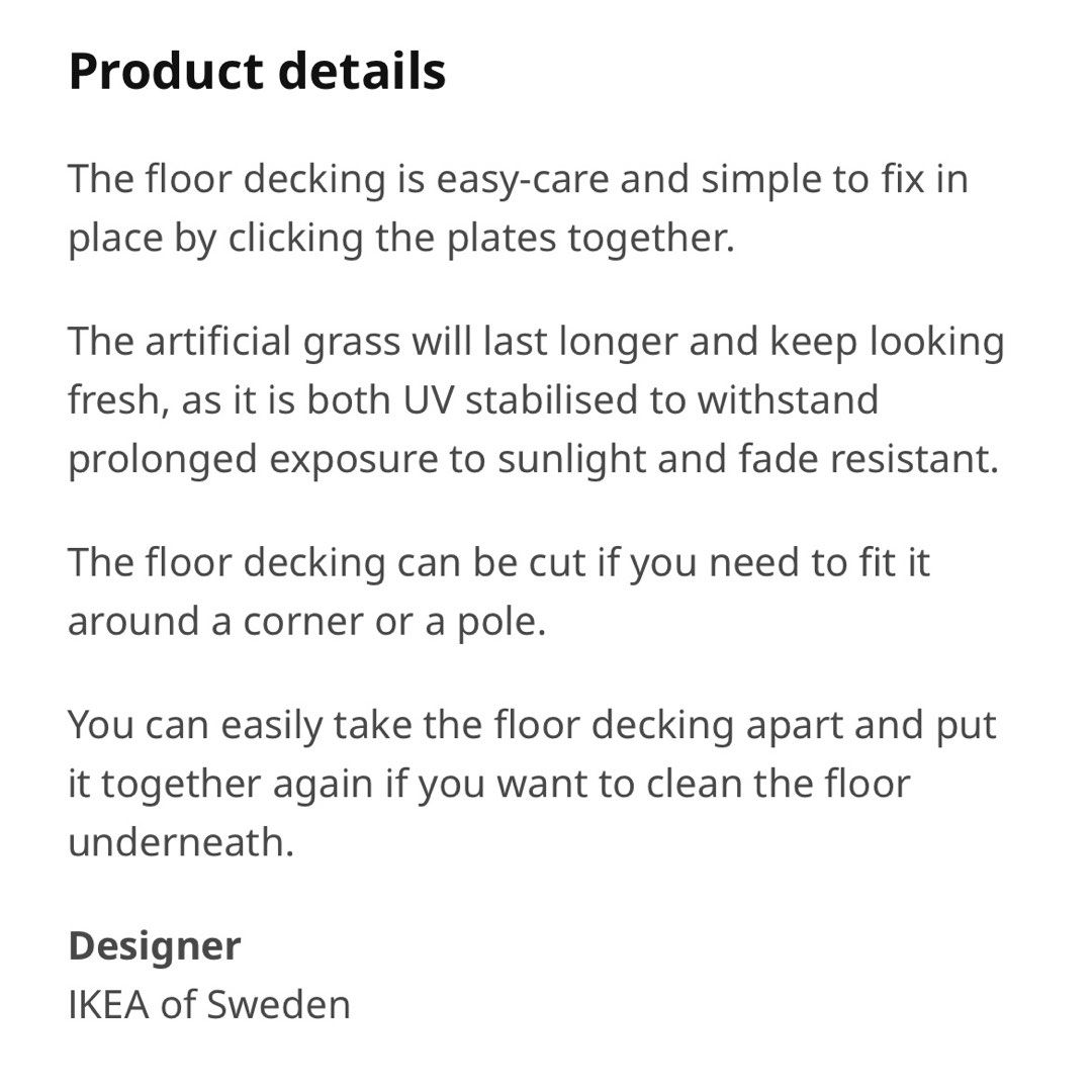 IKEA Artificial Grass, Furniture & Home Living, Outdoor Furniture on