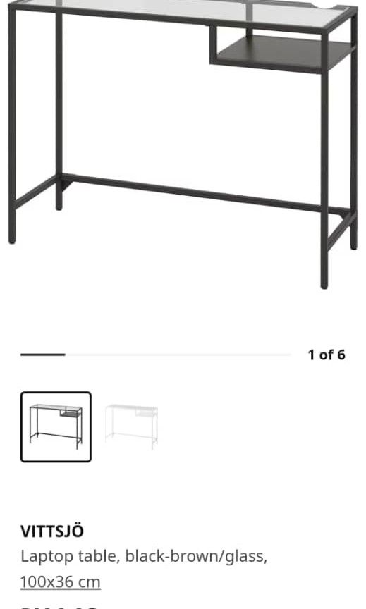 Ikea Vittsjo laptop table with glass top + gunde foldable chair