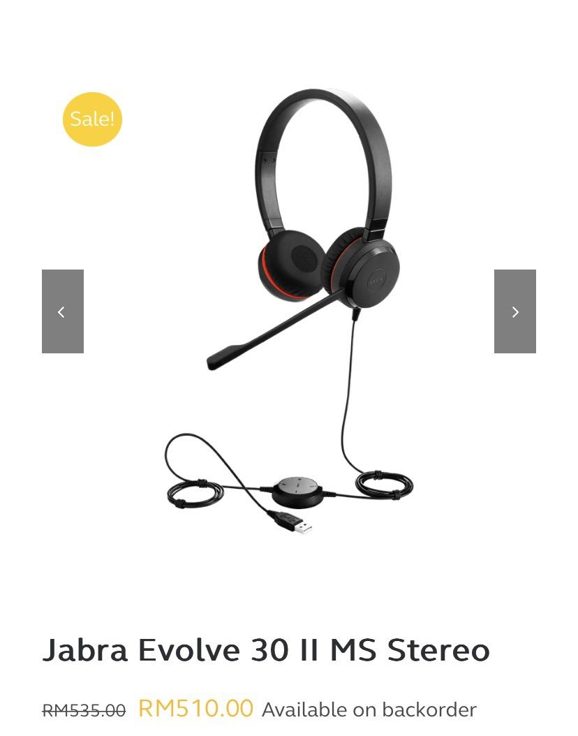 Jabra evolve 30 clearance ii noise cancelling