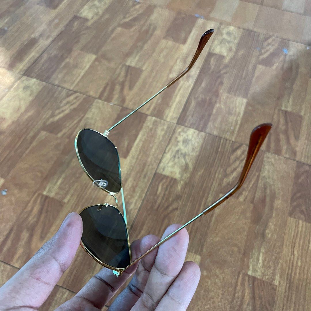 Kacamata Model Classic BL Rayban Gold, Fesyen Pria, Aksesoris, Kacamata