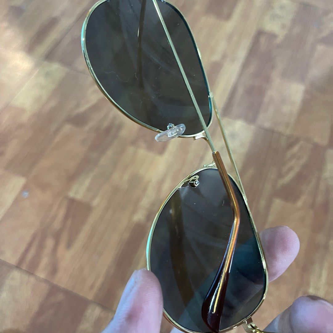 Kacamata Model Classic BL Rayban Gold, Fesyen Pria, Aksesoris, Kacamata