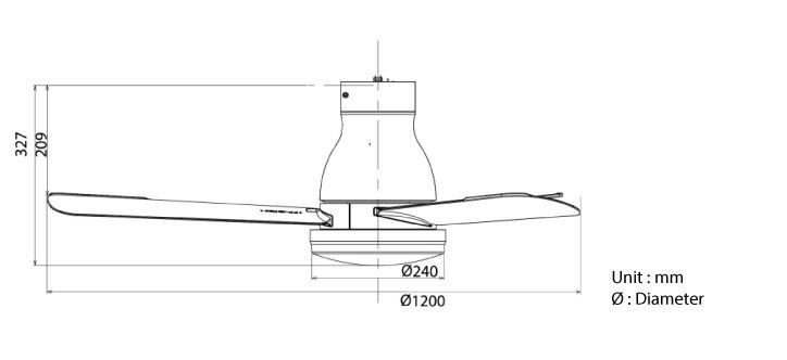 KDK DC Motor Ceiling Fan with LED Light & Remote Control 120cm U48FP ...