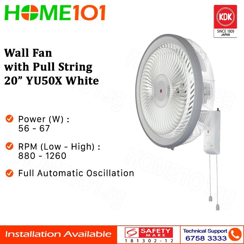 KDK Wall Fan 50cm YU50X, Furniture & Home Living, Lighting & Fans, Fans ...