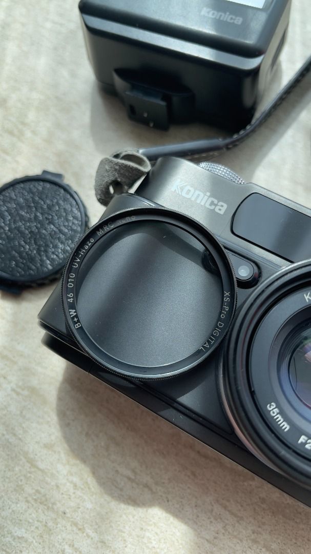 Konica Hexar AF Black + HX-14 Flash, 攝影器材, 相機- Carousell