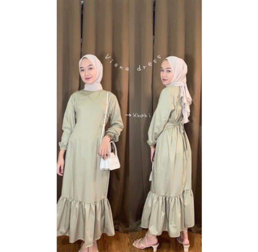 Korean Dress Sage Green on Carousell