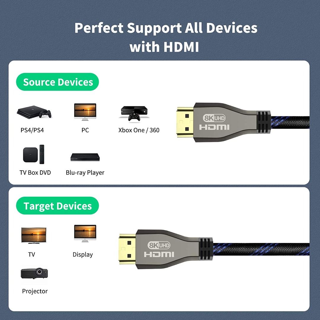 High Speed HDMI-compatible Cable 8k 2m 3m 5m 10m 60Hz 4K 120Hz Ultra HD for  Laptop PS4 PS5 TV Projectors HDMI 2.1 Digital Cable