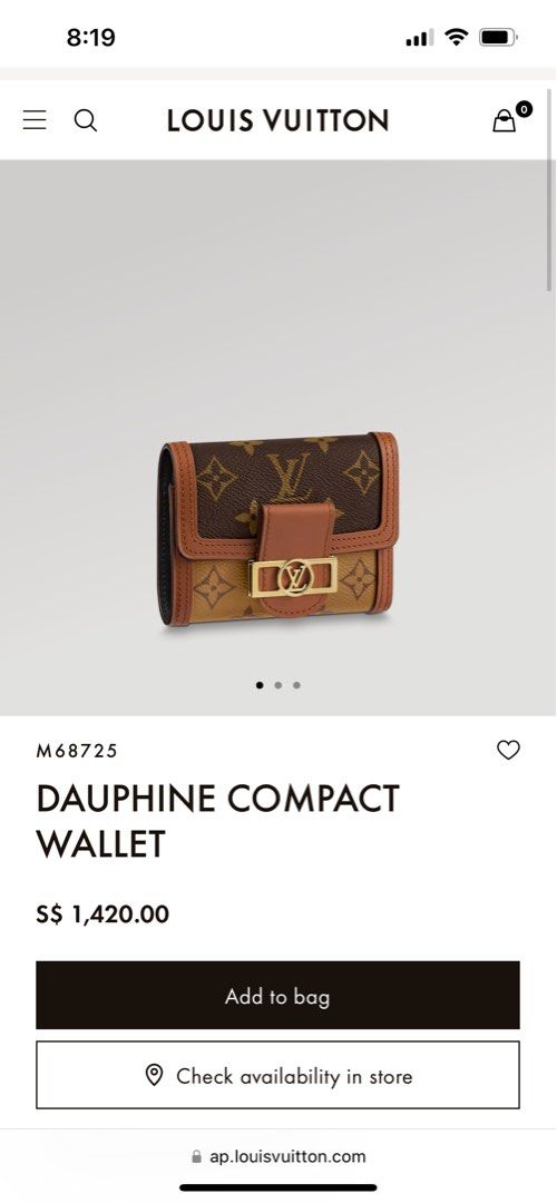 LOUIS VUITTON Dauphine Compact Wallet Card Holder…