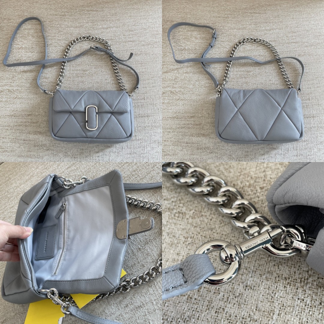 Marc Jacobs Puffy Diamond Quilted Bag - Wolf Grey, Women's Fashion ...