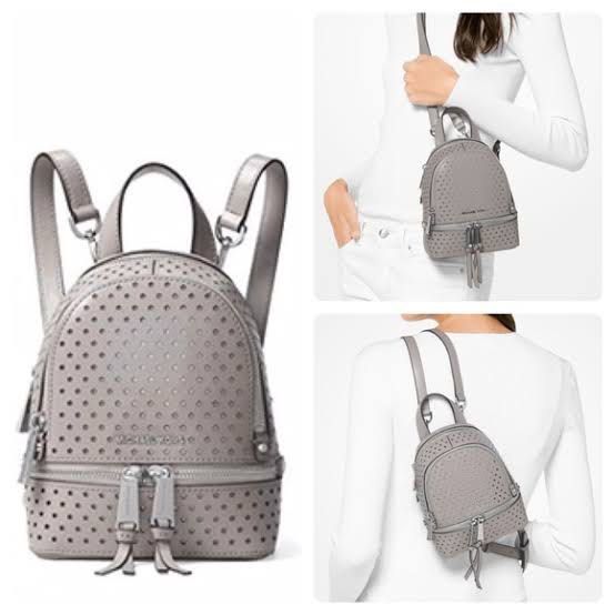 Rhea mini top perforated leather backpack