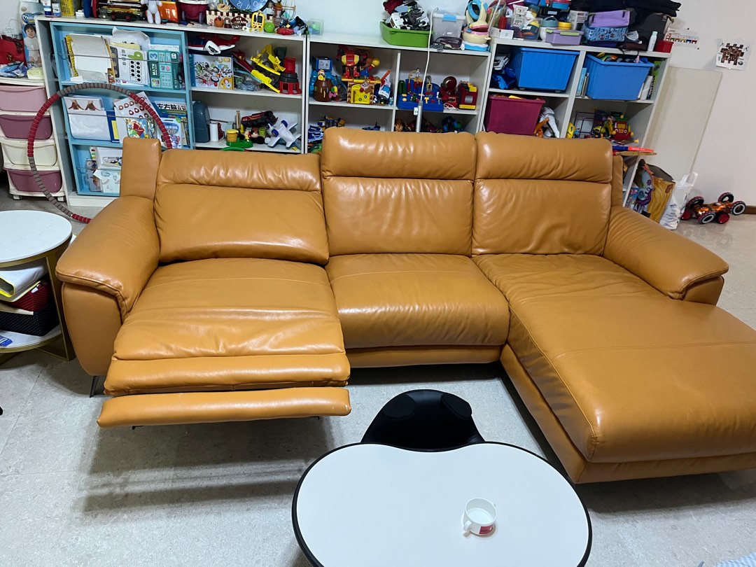 [Moving house sale] L shape motorized leather sofa with recliner