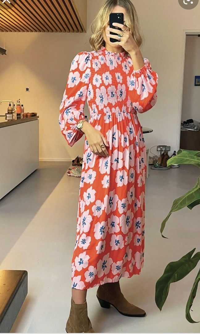 Never Fully Dressed Orange Swedish Flower Midaxi Dress NFD, Women's  Fashion, Dresses u0026 Sets, Dresses on Carousell