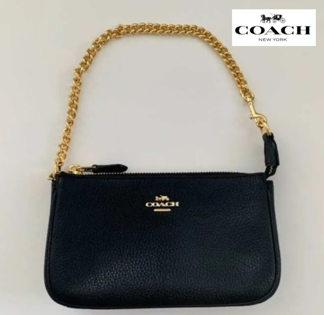 New Coach Original Classic Black Collection Mini Pochette Chain