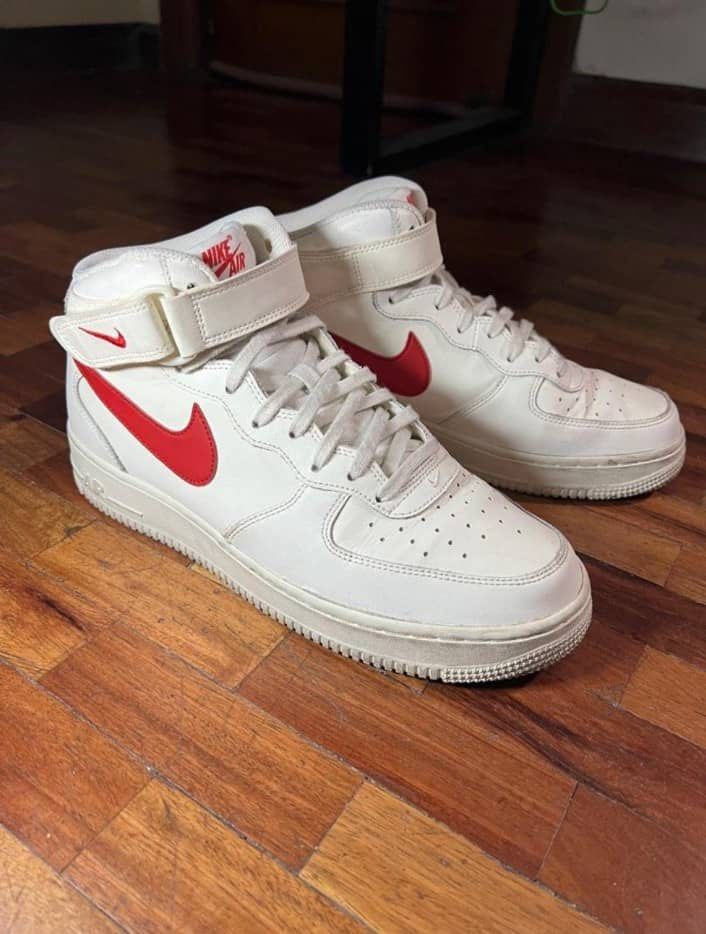 Nike Air Force 1 Mid Sail University Red