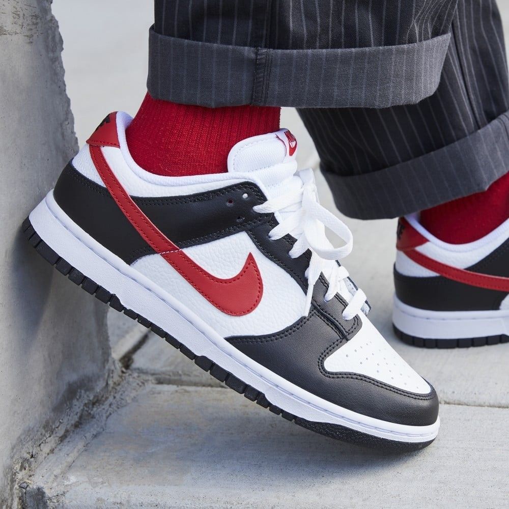 Nike dunk low 'Panda Red Swoosh', Men's Fashion, Footwear, Sneakers on ...