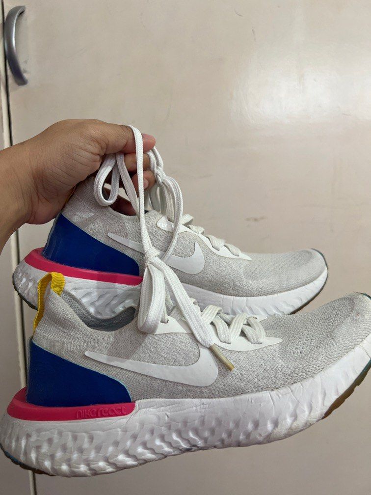 Nike women's wmns epic react flyknit white/racer blue shop