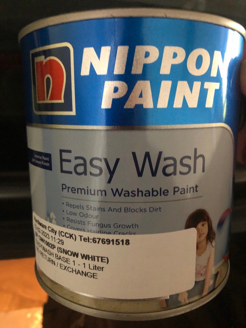 Nippon paint easy wash Snow White 1 ltr, Furniture & Home Living, Home