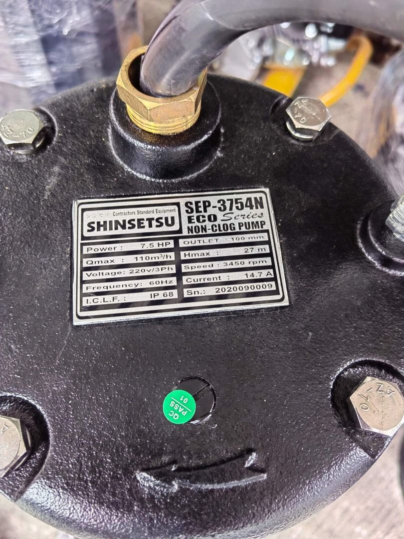 Non Clog Submersible Pump (Category: Construction Tools & Equipment) located in Manila. Submitted by 09970844038rean.hayai (Listing ID 1212856162, Image 2). Description: Non Clog Submersible Pump Motor Output: 7.5 HP/ 5.5 Kw Bore Diameter 4" (100 mm) Voltage 220 V Frequency 60 Hz Phase 3 Head Size 27 m Capacity 100 m3/h Weight 95 Kg Price: 50,000.00 For Inquiries Globe:📞☎@0997-084-4038 Smart:📞☎@0932-627-7197 Viber:📞☎@0997-084-4038 Whatsapp:📞☎