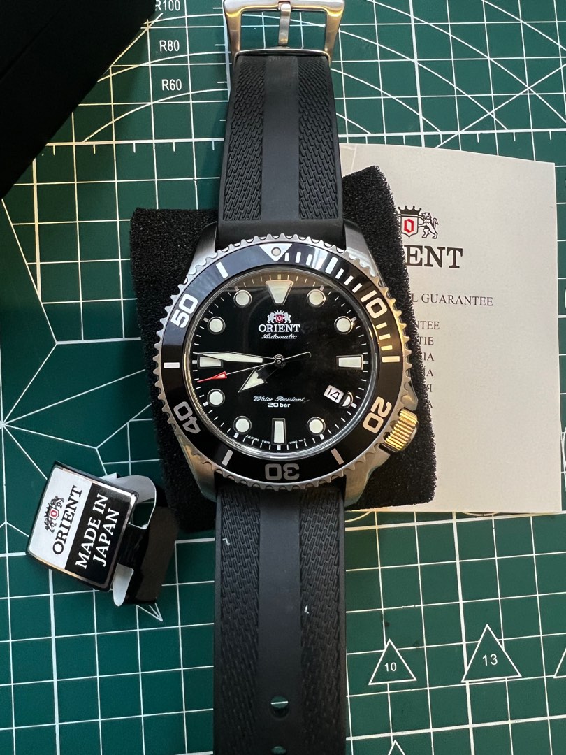 Orient Baby Triton Diver watch from Japan w/ rubber Veloci Strap & Original Steel Bracelet on