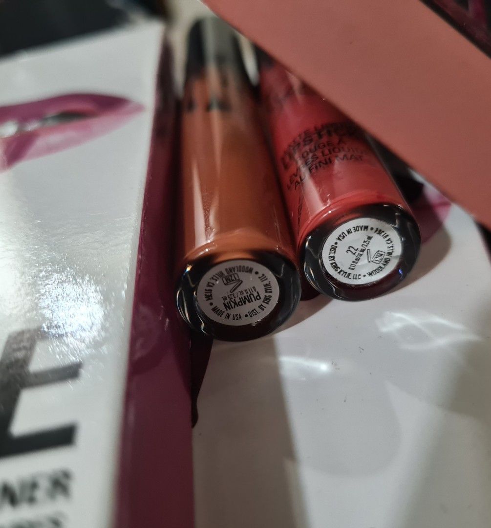 Original Kylie Liquid Lipstick (Category: Makeup) located in Manila. Submitted by ali_suson (Listing ID 1212918294, Image 2). Description: 500 each. 100% legit and bought from US. shades: 22 and pumpkin 80% full. rarely used..