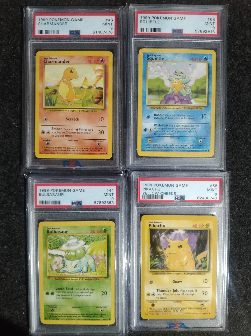 Original Starters 1999 Base Set English Pokemon Cards PSA 9 (2 Sets