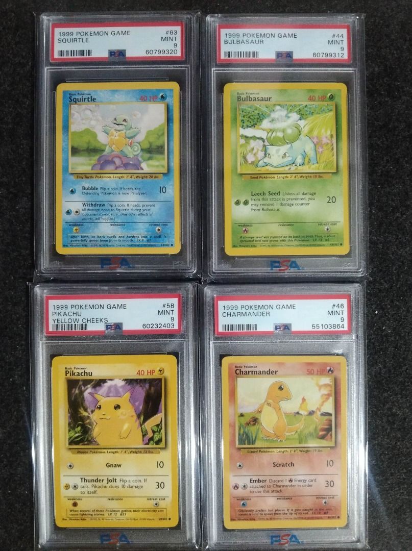 Original Starters 1999 Base Set English Pokemon Cards PSA 9 (2 Sets