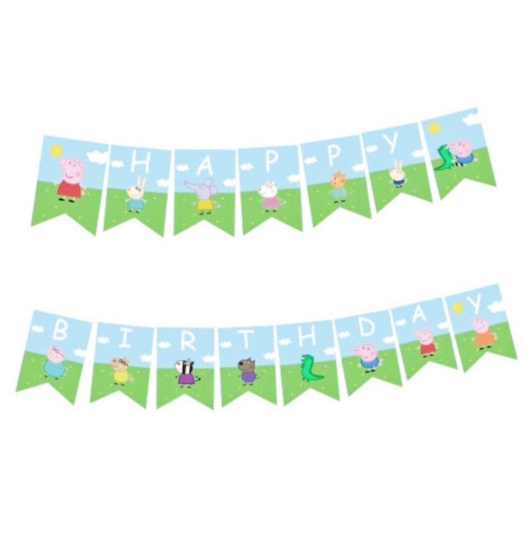 Peppa Pig Happy Birthday Banner Party Garland Bunting Decoration, Hobbies &  Toys, Stationery & Craft, Occasions & Party Supplies on Carousell