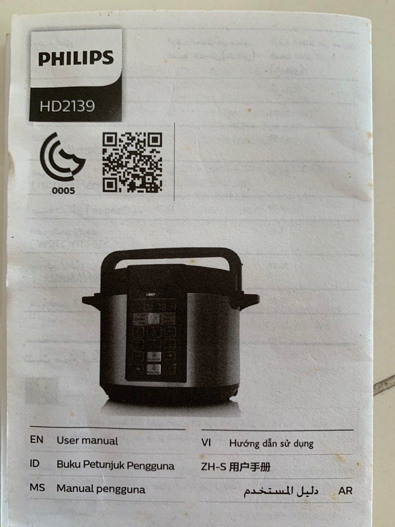 Philips pressure cooker best sale hd2139 user manual