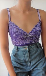 PURPLE CAMI TOP WITH LACE DETAIL