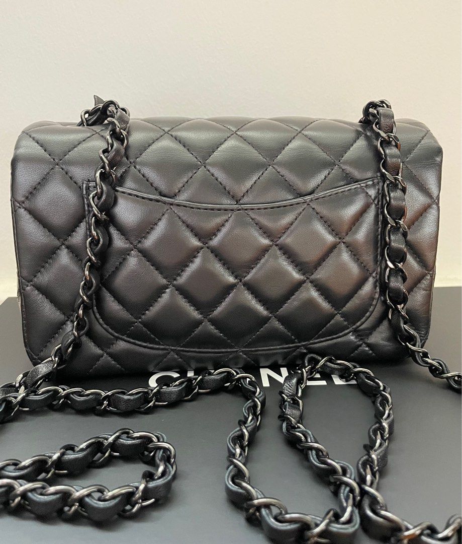 RARE Chanel SO Black Mini Rectangle Lambskin Flap, Luxury, Bags & Wallets  on Carousell