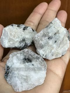 Raw white rainbow moonstone