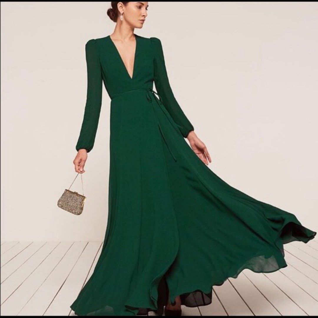 Reformation Milan dress emerald