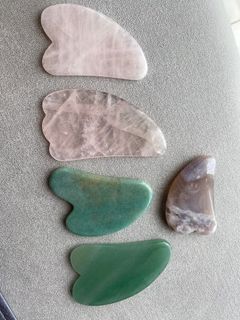 Rose Quartz, Aventurine and Sakura Agate Guasha Facial Tool Crystal