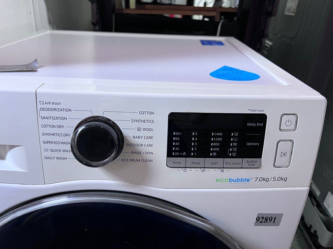 Samsung 7kg washer & 5kg dryer wd70j5410aw top