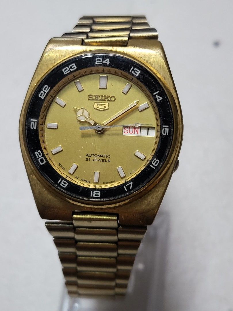 Seiko 5 7S26-0140 Gold Automatic, Men's Fashion, Watches & Accessories,  Watches on Carousell