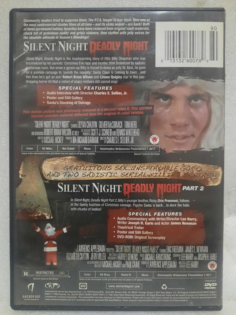 SILENT NIGHT DEADLY NIGHT Part 1 & 2 [DOUBLE FEATURE DVD] 80s Slasher